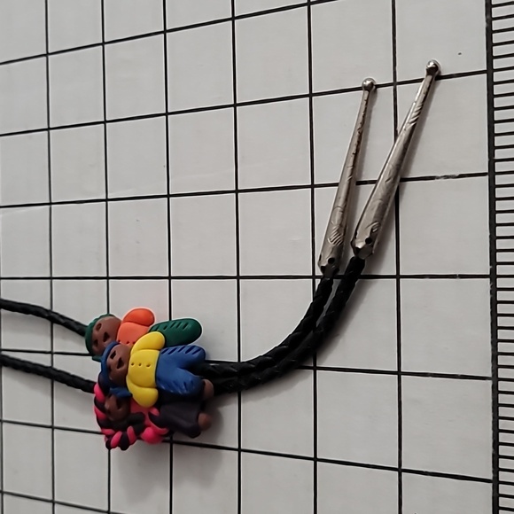 Vintage Handmade Bolo Tie - "Clay Designs" Southwestern Theme - Picture 6 of 9